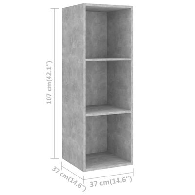 vidaXL Wall-mounted TV Stand Concrete Gray 14.6"x14.6"x42.1" Engineered Wood