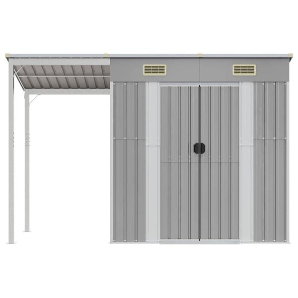 vidaXL Garden Shed Light Grey Galvanized Steel Large Garden Shed