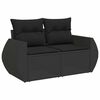 vidaXL Garden Sofa Set Black PE rattan, powder-coated steel, tempered glass