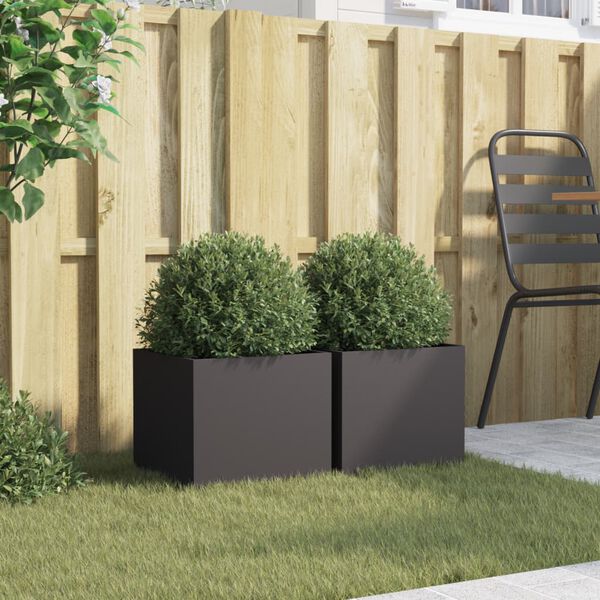 vidaXL Planter Set of 2 Black Cold-rolled steel Medium Durable