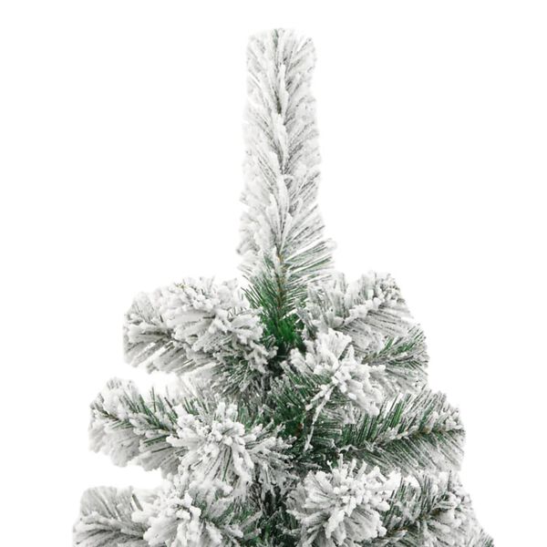 vidaXL Fake Hinged Christmas Tree Green and White PVC, Iron 82.7 in
