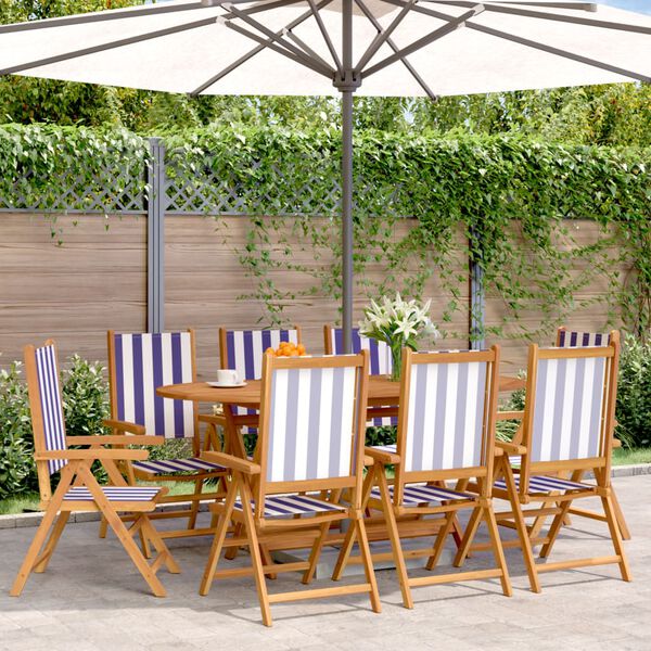 vidaXL Garden Chair Set of 8 Blue and White