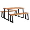 vidaXL Dining Set Black and Natural Wood Solid Acacia wood Medium
