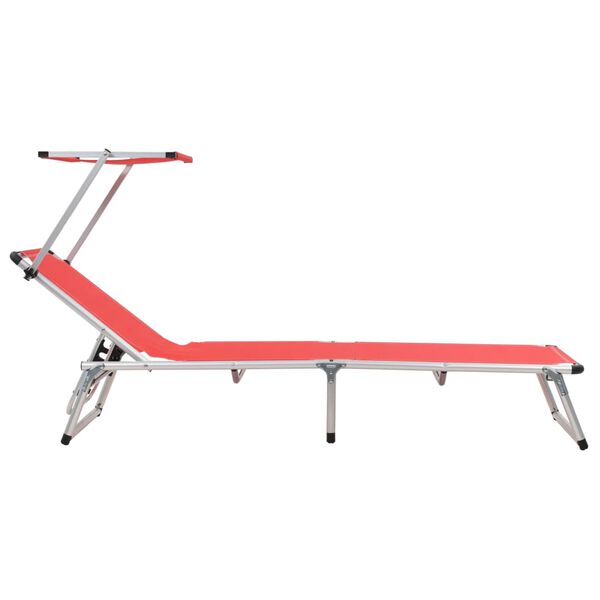 vidaXL Sun Lounger Red Aluminum, Textilene Standard Foldable