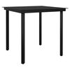vidaXL Garden Dining Table Black Powder-coated steel, glass Medium Tough