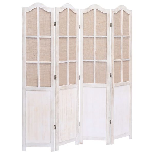 vidaXL 4-Panel Room Divider White 55.1"x65" Fabric