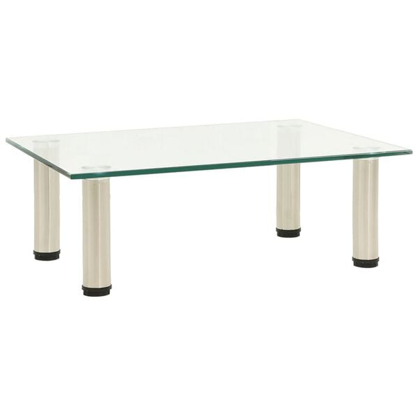vidaXL TV Stand Transparent Tempered glass, stainless steel