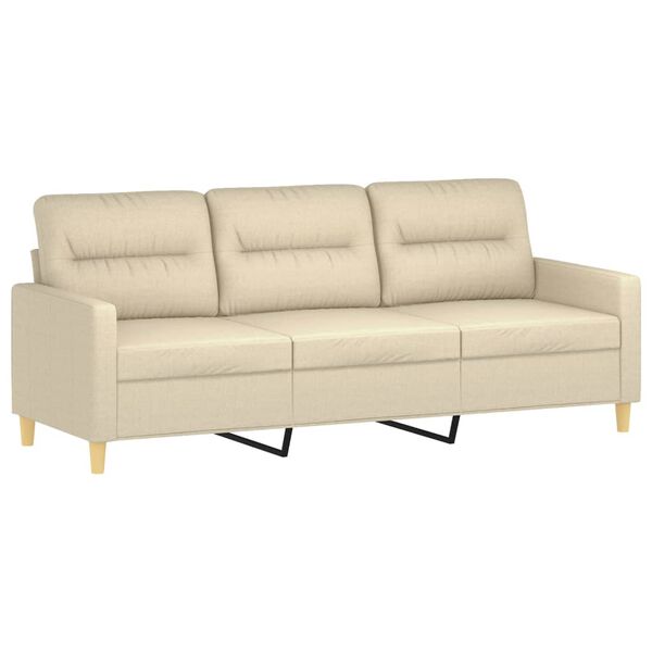 vidaXL 3-seater Sofa With Footstool Cream