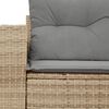 vidaXL Garden Sofa Beige PE rattan, powder-coated steel, polyester fabric