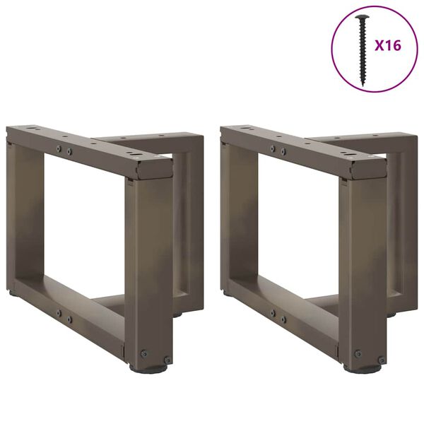vidaXL Coffee Table Legs T-Shaped&nbsp;2 pcs Natural Steel 19.7 x 9.8 x (11.8-12.2) " Steel
