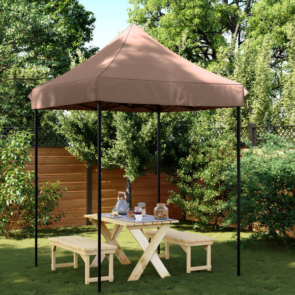 vidaXL Party Tent Brown Oxford Fabric with PVC coating Large Collapsible
