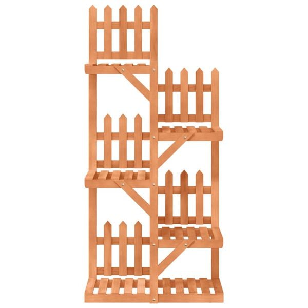 vidaXL Flower Stand Brown Solid Wood Fir Tall Flower Stand Rectangular