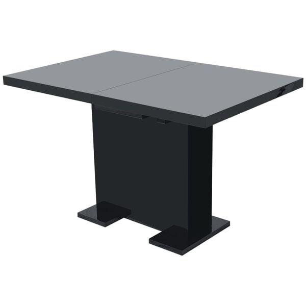 vidaXL Kitchen Table Glossy Black MDF, Steel Extendable Dining Table