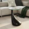 vidaXL Coffee Table High-Gloss Black Fiberglass and Tempered Glass Small