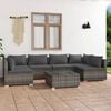vidaXL Garden Lounge Set Grey PE rattan, powder-coated steel, plastic, glass