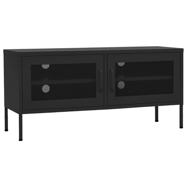 vidaXL TV Cabinet Black Steel 41.3 x 13.8 x 19.7 in Levelers