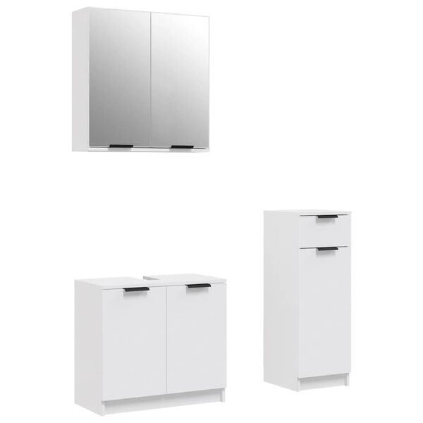 vidaXL Bathroom Furniture Set White Engineered wood, glass Standard