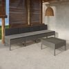vidaXL Garden Lounge Set Grey PE rattan 5 Piece Set Modular