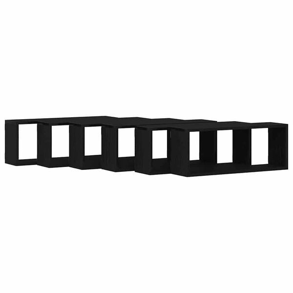 vidaXL Wall Shelves with Shelf 6 pcs Black oak 23.6" x 5.9" x 9.1