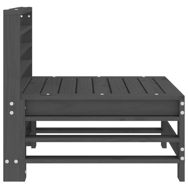 vidaXL Garden Middle Sofa Grey Solid pine wood, Plywood Medium Modular