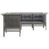 vidaXL 5 Piece Patio Lounge Set with Cushions Grey Poly Rattan