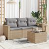 vidaXL Garden Sofa Set Beige PE rattan, powder-coated steel, tempered glass