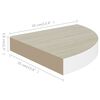 vidaXL Wall Corner Shelf Set of 4 Oak and White Honeycomb MDF, Metal