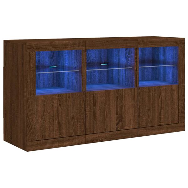 vidaXL Sideboard Brown Oak Engineered Wood, Glass Medium Sideboard