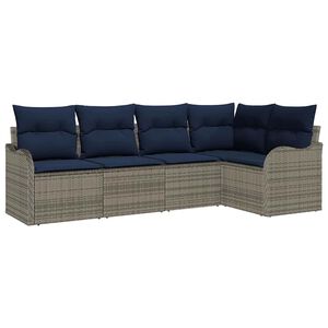 vidaXL Garden Sofa Set Grey Poly Rattan