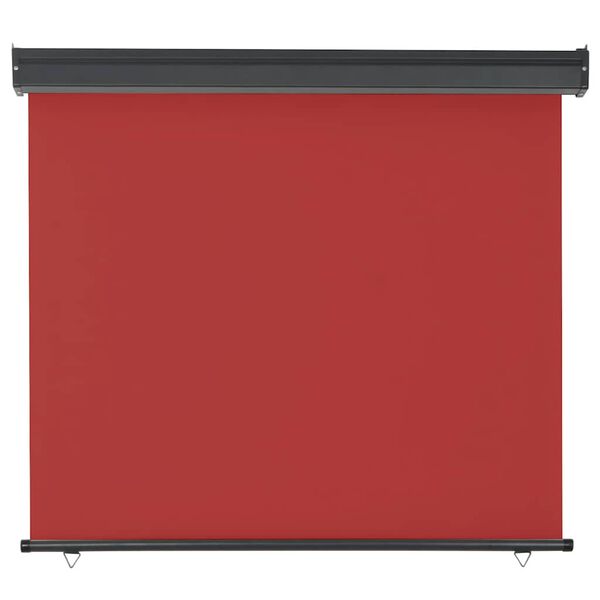 vidaXL Balcony Side Awning Red Steel 49.2 in x 98.4 in Retractable