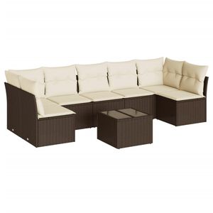 vidaXL Patio Sofa Set Brown, Cream White