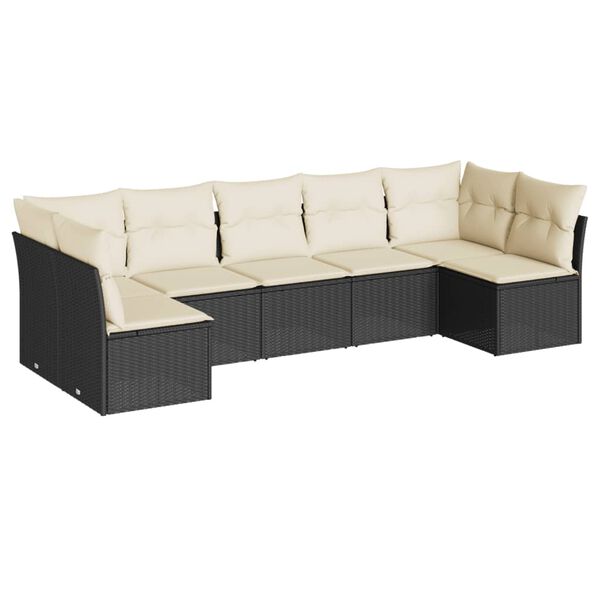 vidaXL Garden Sofa Set Black PE Rattan Large Removable Covers