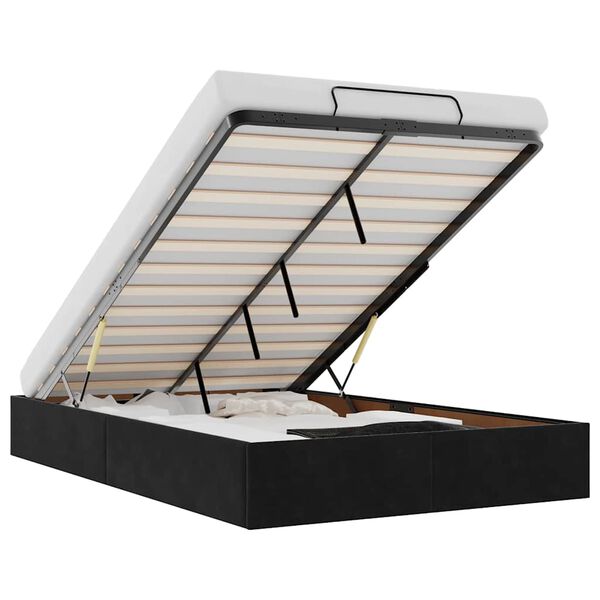 vidaXL Ottoman Bed Frame Black Velvet, Metal, Plywood, Engineered Wood