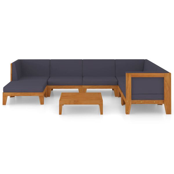 vidaXL Garden Lounge Set Dark Grey, Natural Wood
