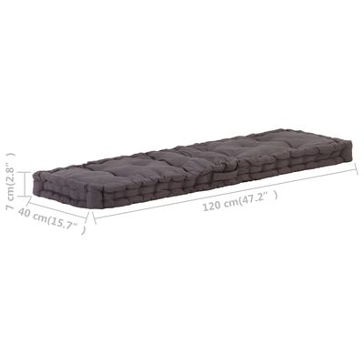 vidaXL Pallet Floor Cushion Cotton 47.2"x15.7"x2.8" Anthracite