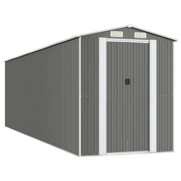 vidaXL Garden Shed Light grey Galvanized Steel Large Garden Shed