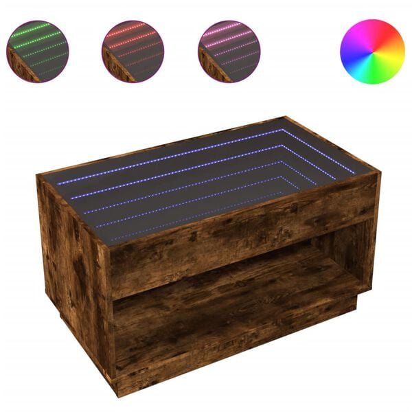 vidaXL Coffee Table Smoked oak Engineered wood, glass Medium