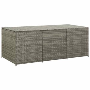 vidaXL Storage Chest Grey PE Rattan, Powder-Coated Steel Large