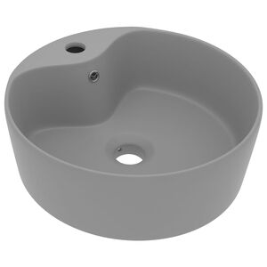 vidaXL Luxury Wash Basin with Overflow Matt Light Grey 14.2x5.1" Ceramic