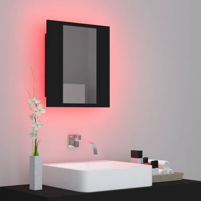 vidaXL LED Bathroom Mirror Cabinet Black 15.7"x4.7"x17.7" Acrylic