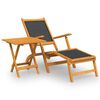 vidaXL Deck Chair Black, Natural Wood Solid Acacia Wood, Textilene