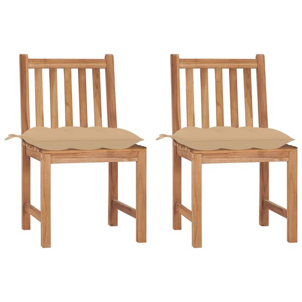 vidaXL Patio Chair Set of 2 Warm finish Solid Teak Wood Standard