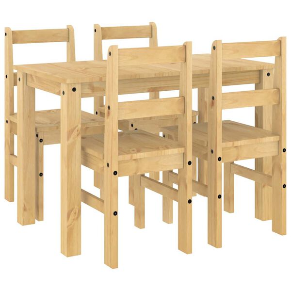 vidaXL Dining Set Honey Solid pinewood with honey wax finish Standard