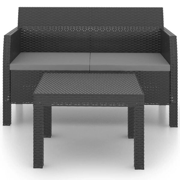 vidaXL Outdoor Lounge Set Anthracite Polypropylene with rattan look