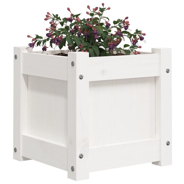 vidaXL Garden Planter White Solid pine wood 12.2 in Decorative Inlays