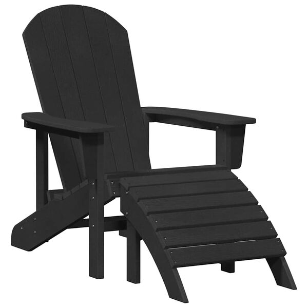 vidaXL Adirondack Chair Black 32.28 x 29.13 x 36.22 in HDPE