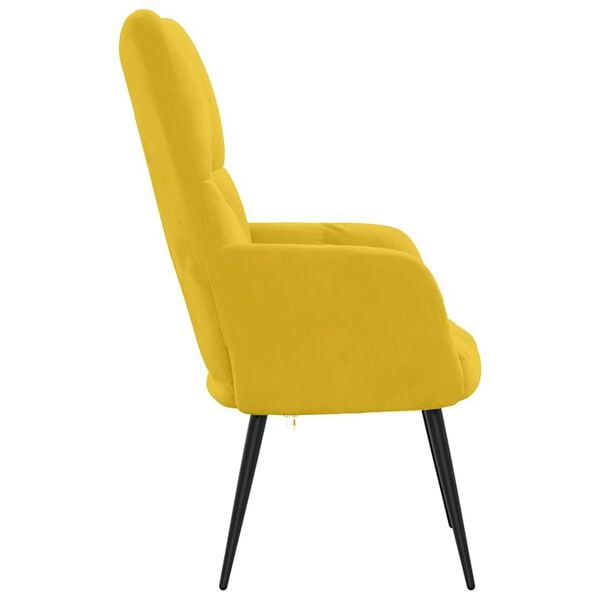 vidaXL Relaxing Chair Mustard Yellow Velvet (100% polyester), Steel