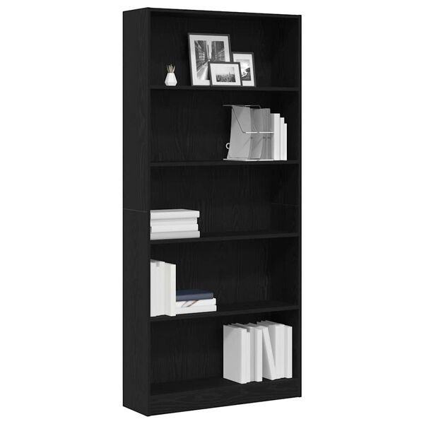 vidaXL Bookcase Black Oak Engineered Wood Large Shelving Bookcase