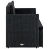 vidaXL Sofa Black PE Rattan, Powder-Coated Steel, Polyester 2-Seater