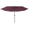 vidaXL Garden Parasol with LED Lights and Metal Pole 157.5" Bordeaux Red